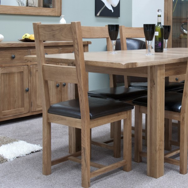 Chase Rustic Oak Dining Chair with Leather Pad - Stag Oak and Pine