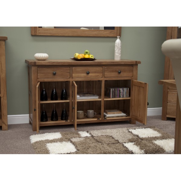 Rustic Oak Large Sideboard Stag Oak and Pine